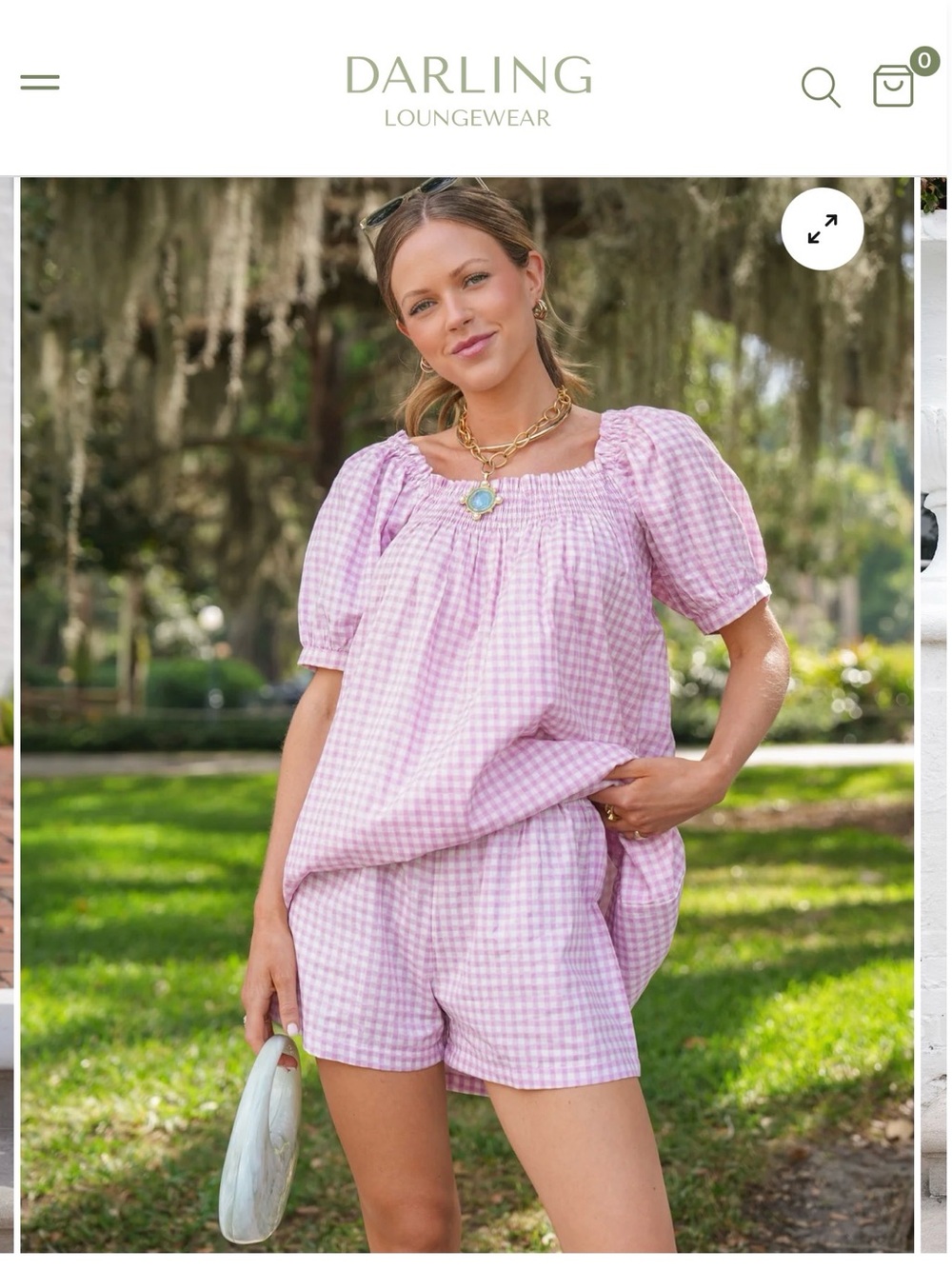 Pink Gingham Puff-Sleeve Top & Shorts Set